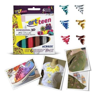 Imagem de Tinta Dimensional Relevo Kit 6 Cores Metálico 20ml - Acrilex