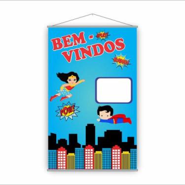Imagem de Banner Escolar Pedagógico Bem Vindos Heróis 120X65Cm - Plimshop