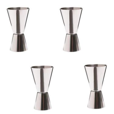Imagem de Kit 4 Copo Dosador Duplo Inox 25/50Ml Bebida Drinks Coquetel - Nls