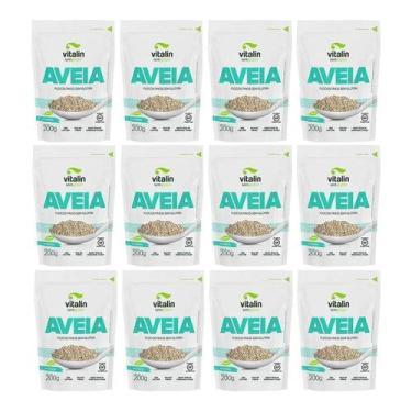 Imagem de Kit 12X Aveia Flocos Finos Integral Sem Glúten 200G Vitalin, 200g, Flo