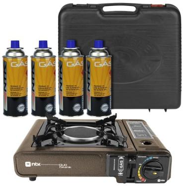 Imagem de Mini Fogao Portatil a gas Duo Ceramik Nautika + 4 Cartucho CampGas, Nã