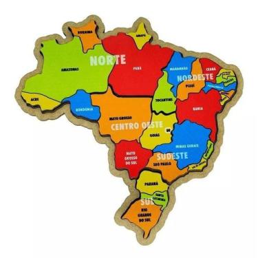 Imagem de Quebra Cabeça Infantil Mapa Brasil Regiões Educativo MDF 3399 - MANINH