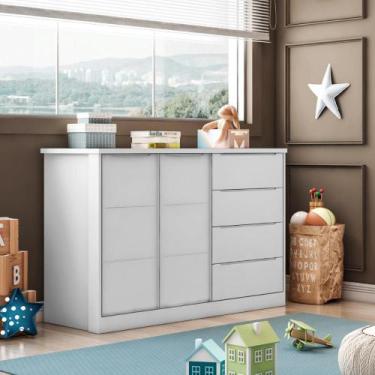 Imagem de Cômoda 4 Gavetas e 1 Porta Atlanta Branco - Mais de Casa