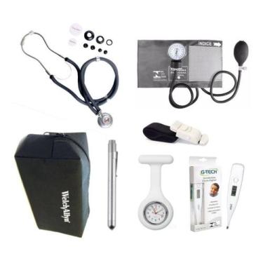 Imagem de Kit Enfermagem Lanterna Termometro Garrote Estojo Relogio - Premium,  