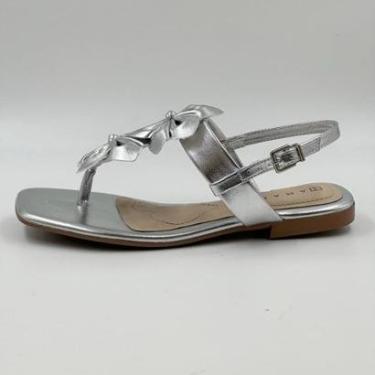 Imagem de Sandália Ramarim Rasteira Casual Metalizada Com Flores Feminina-Feminino