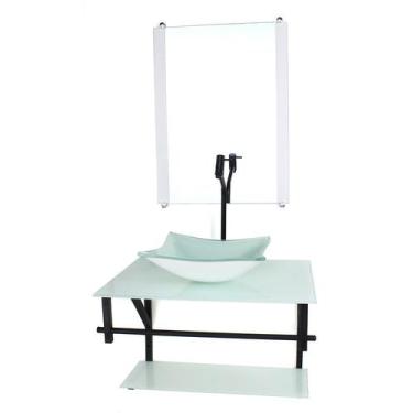 Imagem de Gabinete de vidro para banheiro 60cm ap cuba quadrada  branco full - C