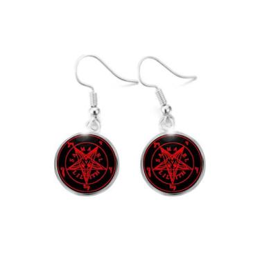 Imagem de Par de Brincos Baphomet Pentagrama Invertido Lilith Samael - RECANTO A