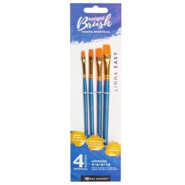 Imagem de Kit 4 Pincéis Artistico Chatos Easy Bee Unique