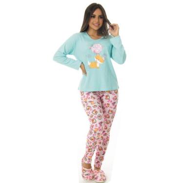 Imagem de Pijama de inverno feminino SWEET Victory, G, Azul