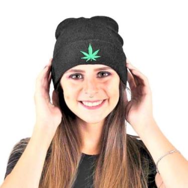 Imagem de Touca Gorro Lã Bordado Folha Reggae Blogueira Tumblr Inverno - Boutiqu