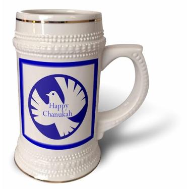 Imagem de 3dRose Imagem da Pomba Says Happy Chanukah - Caneca Stein, 510 g, 623 g, branca