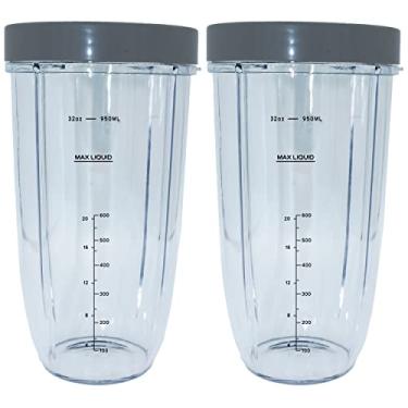 Imagem de Blendin Pacote com 2 copos de substituição de 946 ml com anel labial, compatível com liquidificadores NutriBullet 600W, 900W, NB-101B, 900 Pro Series