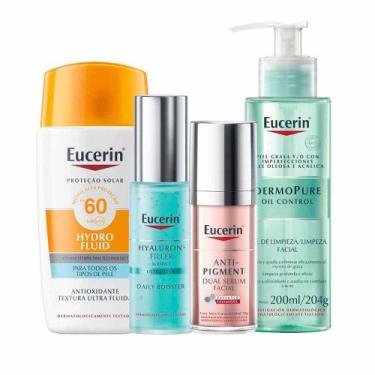 Imagem de Eucerin Kit - Gel Hidratante + Protetor Solar + Gel de Limpeza + Sérum
