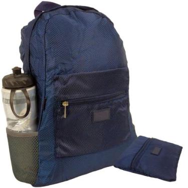 Imagem de Mochila Escolar Viagem Bolsa Academia Unissex Dobrável Azul Marinho CB