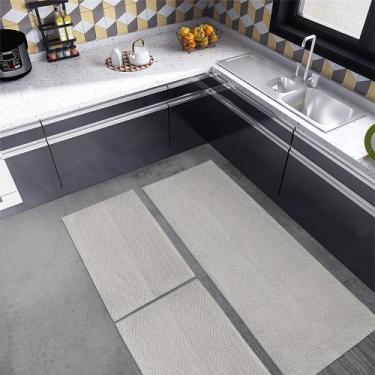 Imagem de Jogo de Tapetes 3 Peças Passadeiras e Capacho 100% Algodão Cozinha / B