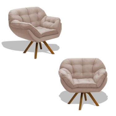 Imagem de Kit 02 Poltrona Miami Cadeira Robusta Base Giratória Fibra Silicone Sa