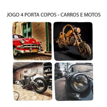 Imagem de Jogo 4 Bolacha de Chopp Personalizado Carro Moto Antiga Quadrado - Del