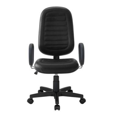 Imagem de Cadeira Presidente baixa costurada Relax Braço Corsa Couro Preto - Qua