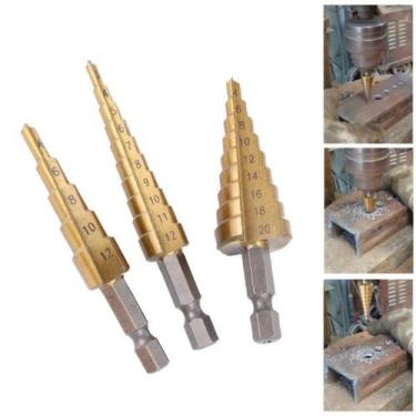 Imagem de Kit 3 Broca Escalonada Profissional Titânio 12-32MM Alargar - Luatek