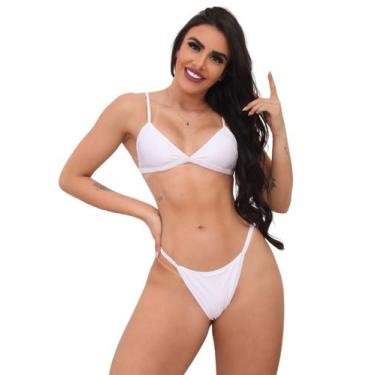 Imagem de Biquíni Feminino Aviador Canelado Com Bojo Calcinha de Tira Lateral - 