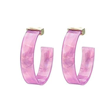 Imagem de Brincos de argola de acrílico boêmio Boho para mulheres – Brincos de argola de resina de acetato Lucite – Lindas cores marmorizadas – Leve – Caixa de presente incluída, Resina, n / a