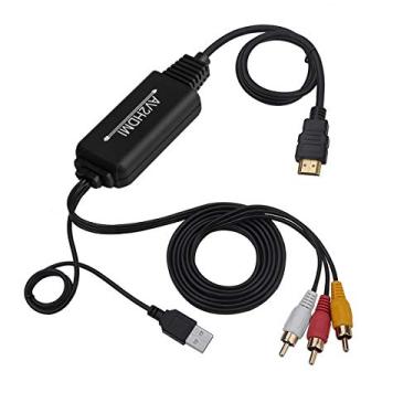 Imagem de Conversor RCA para HDMI, cabo RCA para HDMI, cabo conversor AV para HDMI, cabo de áudio composto 3RCA CVBS para vídeo 1080P HDMI compatível com PAL NTSC para PC Laptop Xbox PS3 PS4 TV STB VHS Câmera VCR DVD etc