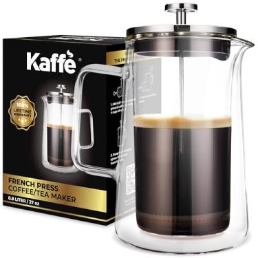 Imagem de Kaffe Cafeteira francesa grande e cafeteira de acampamento - Prensa de chá e café de vidro borossilicato com isolamento de parede dupla - Utensílios de cozinha perfeitos para viagem e acampamento (6
