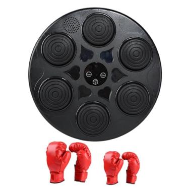 Imagem de Deevoka Saco de areia para máquina de boxe musical, alvo de reação iluminado, alvo de parede para boxe eletrônico montado na parede, treinador de boxe para, Luvas para Pais E