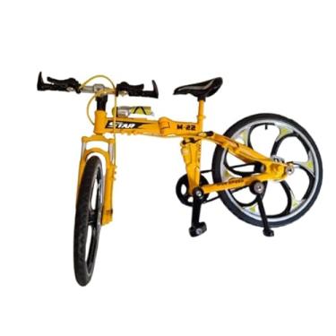 Imagem de Miniatura Bicicleta De Metal Realista Para Coleção Cor Amarela TK-AB6893