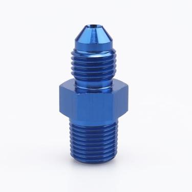 Imagem de Alumínio -3 AN AN3 Flare para mangueira macho 1/4 NPT Conector de tubo de linha de óleo combustível, JIC 3AN 3/8-24 alargador macho para rosca macho NPT de 1/10.2 cm azul anodizado