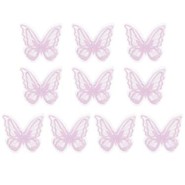 Imagem de PATIKIL 10 apliques de borboleta de renda bordada, 5 cm x 6 cm, aplique de ferro costurado com aplique de organza de camada dupla para roupas, vestidos de casamento, bricolage, roupas, artesanato,