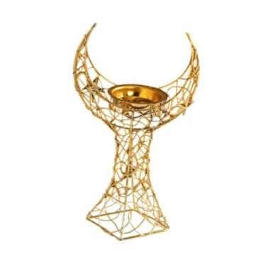 Imagem de WeiLaiKeQi Queimador de incenso lua escultura presente de inauguração casa fragrância portátil suporte de incenso para fazenda spa quarto sala chá, Ouro