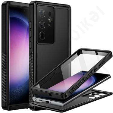 Imagem de Capa Shellbox à prova d'água para Samsung A54 A14 A34 5G Galaxy S24 S23 S22 S21 Ultra Metal Alumínio Capa para telefone de natação, preta, para Samsung S23 Ultra