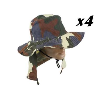 Imagem de Kit 4 Chapéus Pescador C/ Protetor De Nuca - Várias Cores - Nacional, 