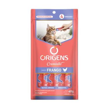 Imagem de Creminho Origens Para Gatos Petisco Tipo Churu Creamy Cartela Com 4 Tubinhos Sabor Frango 60g