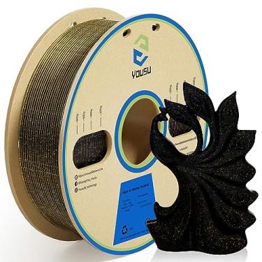 Imagem de YOUSU Filamento de impressora 3D PLA Glitter, efeito 3D dourado, filamento preto 1,75 mm, 1 kg, serve na maioria das impressoras FDM/FFF