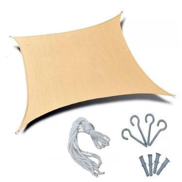 Imagem de Toldo Sombreamento Quadrada Decorativa 3x3 + Kit Instalação - Têxtil S