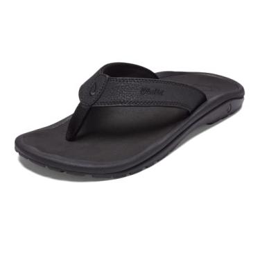 Imagem de OLUKAI Sandália de praia masculina Ohana, chinelo de secagem rápida, resistente à água e leve, palmilha moldada por compressão e ajuste confortável ultramacio, Preto/preto, 51