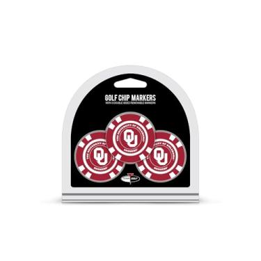 Imagem de Team Golf Marcadores de bola de golfe NCAA Oklahoma Sooners, tamanho de fichas de pôquer com marcadores de esmalte de dupla face menores da NCAA