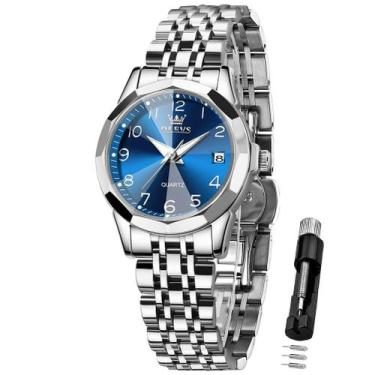 Imagem de Relógio OLEVS Feminino Luxo - Aço Inoxidável Azul