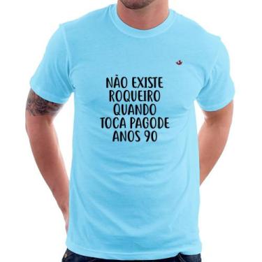 Imagem de Camiseta Não existe roqueiro quando toca pagode anos 90 - Foca na Moda