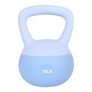 Imagem de leikefitness Kettlebells Macios Leikefitness, Pesos De Granalha De Aço Para Mulheres E Homens, Kettlebells Macios Antiderrapantes Codificados Por Cores, Treino Em Casa (Azul, 18 Lb)
