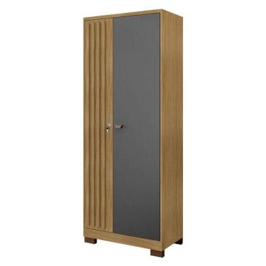 Imagem de Armário Multiuso Versátil 2 Portas com Chave Carvalho Americano Grafite - Incorplac