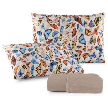 Imagem de Jogo de Lençol Com Elástico Malha 100% Algodão 03 Pçs Estampado Solteiro Casal Queen King Size (Avelã, King Size)