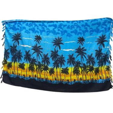 Imagem de Lenço Canga Estampada Cangão Enorme Saída de Praia Poliéster Colorido 