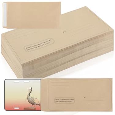 Imagem de gisgfim Envelopes de placa de carro 100 peças com autoselo a granel 33 x 16 cm marrom kraft tamanho ofício envelopes de envio pré-impressos para documentos comerciais de placa de carro