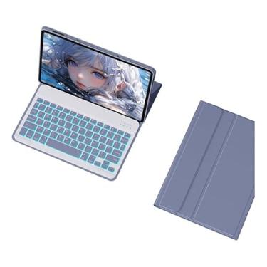 Imagem de Adequado para iPad Pro caixa protetora de tablet de 11 polegadas com teclado (2018/2020/2021/2022), teclado ultra fino (Luz de fundo cinza lavanda, Versão retroiluminada)