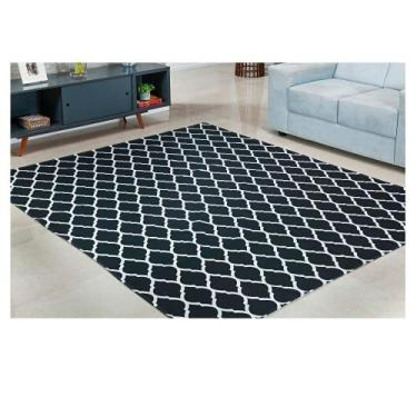 Imagem de Tapete Sala 1.00m x 1.40m Jacquard Tecido Antiderrapante - Mercadão do