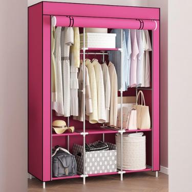 Imagem de Armário portátil grande guarda-roupa organizador de roupas - fácil de montar, economiza espaço para quarto, 128x45x170cm cinza?, rosa, 128x45x170cm