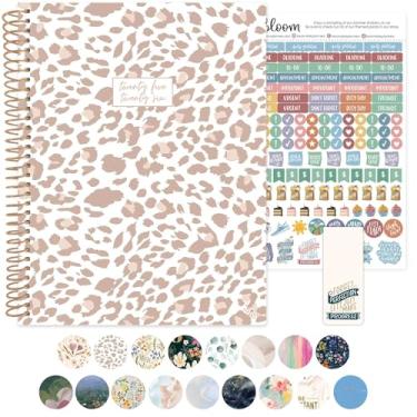 Imagem de bloom daily planners Agenda de Ano Acadêmico 2025-2026 (21,6 cm x 28 cm) (julho de 2025 a julho de 2026) - Organizador semanal e mensal com adesivos e abas - Leopardo caramelo